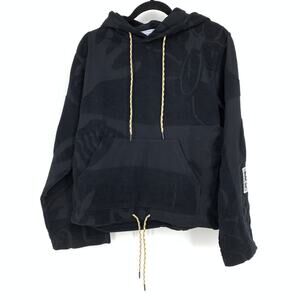 Jungles Towelling Hoodie Sweatshirt Men's Size Small Black Pullover Terry Cloth